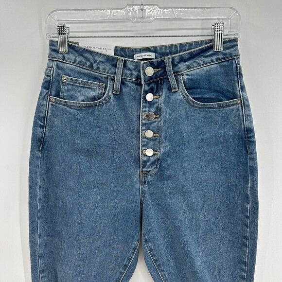 NWT WEWOREWHAT The Danielle High Rise Vintage Straight Distressed Denim Size 28 - Picture 4 of 9